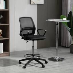 FORGEVIO Draughtsman Chair Tall Office Chair with Adjustable Height in Black