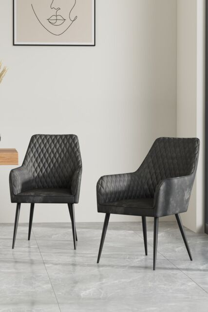 More4Homes Set Of 8 Ella Technology Fabric Dining Chair in Grey - image 1