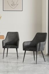 More4Homes Set Of 8 Ella Technology Fabric Dining Chair in Grey