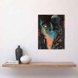 "Artery8 Japanese Sci Fi City Tokyo Japan Cyberpunk Pulp Wall Art Print in Blue - Size: W24"" x H32""" - thumbnail 4