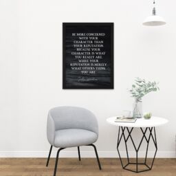 "Artery8 Wall Art Print Slate Quote John Wooden Character What You Are Coach Large Framed Wall Décor Art in Black - Size: W18"" x H24""" - thumbnail 2