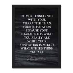 "Artery8 Wall Art Print Slate Quote John Wooden Character What You Are Coach Large Framed Wall Décor Art in Black - Size: W18"" x H24""" - thumbnail 1