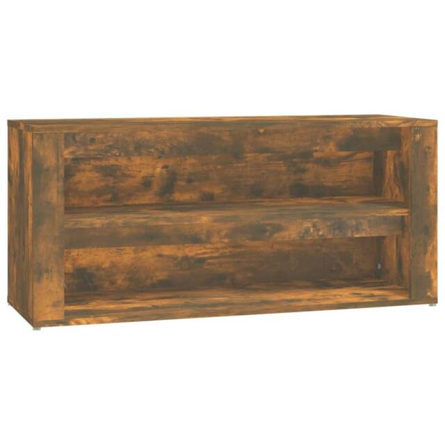 Berkfield Home Shoe Rack Smoked Oak 100x35x45 cm Engineered Wood in Brown - Size: 100 x 35 x 45 cm - image 1