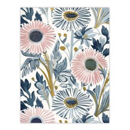 "Artery8 Pink Blue Aster Wildflowers Bright Floral Design Wall Art Print - Size: W24"" x H32""" - thumbnail 1