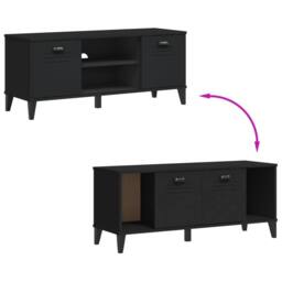 Berkfield Home Shoe Bench VIKEN Black 106x35x45 cm Solid Wood Pine - Size: 106 x 35 x 45 cm - thumbnail 8