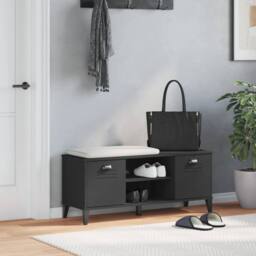 Berkfield Home Shoe Bench VIKEN Black 106x35x45 cm Solid Wood Pine - Size: 106 x 35 x 45 cm