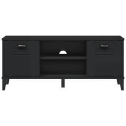 Berkfield Home Shoe Bench VIKEN Black 106x35x45 cm Solid Wood Pine - Size: 106 x 35 x 45 cm - thumbnail 5
