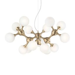 Netlighting Nodi Indoor Mutli Arm Ceiling Pendant Lamp 15 Lights Brass Satin E14 in Yellow