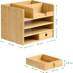 Havendro Bamboo Desk Wooden Desktop Storage Drawers & Compartments in Brown - thumbnail 2