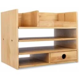Havendro Bamboo Desk Wooden Desktop Storage Drawers & Compartments in Brown - thumbnail 4