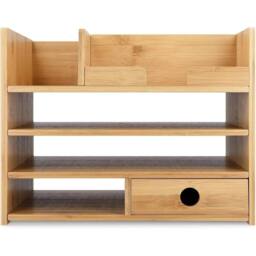 Havendro Bamboo Desk Wooden Desktop Storage Drawers & Compartments in Brown - thumbnail 3