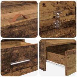 Berkfield Home Storage Bed Frame Old wood 135 x 190 cm Particle board in Brown - thumbnail 9