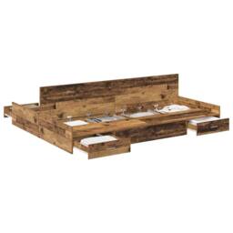 Berkfield Home Storage Bed Frame Old wood 135 x 190 cm Particle board in Brown - thumbnail 1