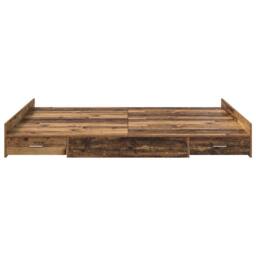 Berkfield Home Storage Bed Frame Old wood 135 x 190 cm Particle board in Brown - thumbnail 5
