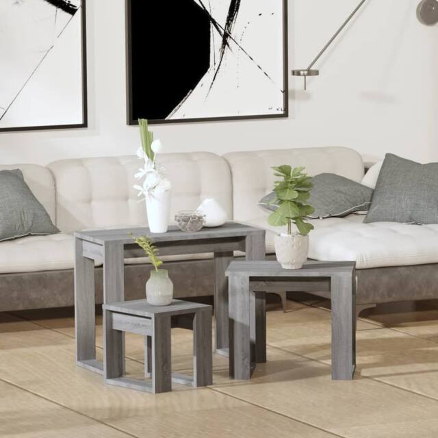 Berkfield Home Nesting Tables 3 pcs Grey Sonoma Engineered Wood - image 1