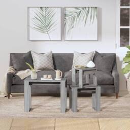 Berkfield Home Nesting Tables 3 pcs Grey Sonoma Engineered Wood - thumbnail 3