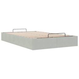 Berkfield Home Ottoman Bed Frame No Mattress Light Grey Double Velvet - thumbnail 6