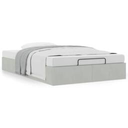 Berkfield Home Ottoman Bed Frame No Mattress Light Grey Double Velvet - thumbnail 4