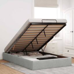 Berkfield Home Ottoman Bed Frame No Mattress Light Grey Double Velvet - thumbnail 1