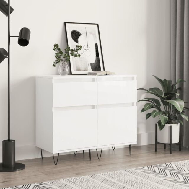 Berkfield Home Sideboards 2 pcs High Gloss White 40x35x70 cm Engineered Wood - Size: 40 x 35 x 70 cm - image 1