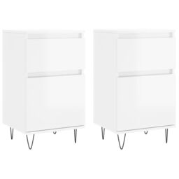 Berkfield Home Sideboards 2 pcs High Gloss White 40x35x70 cm Engineered Wood - Size: 40 x 35 x 70 cm - thumbnail 2