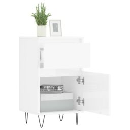 Berkfield Home Sideboards 2 pcs High Gloss White 40x35x70 cm Engineered Wood - Size: 40 x 35 x 70 cm - thumbnail 4