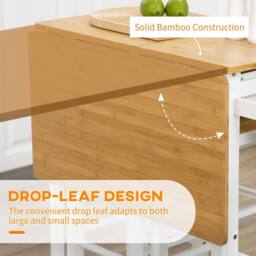 STILVORA Breakfast Bar Set with 2 Stools & Drop-Leaf Top in White - thumbnail 6