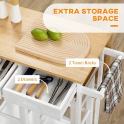 STILVORA Breakfast Bar Set with 2 Stools & Drop-Leaf Top in White - thumbnail 8