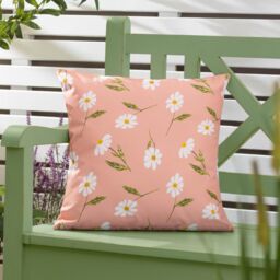 Wylder Daisies Floral Reversible Water & UV Resistant Outdoor Cushion in Pink - Size: 43 cm x 43 cm - thumbnail 1