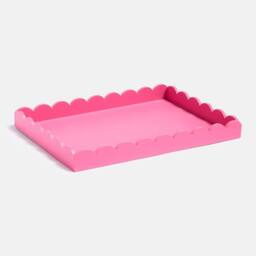 OHS Scallop Edge Storage Tray Engineered Wood Decorative Organiser in Bright Pink - thumbnail 4
