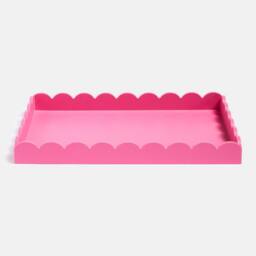 OHS Scallop Edge Storage Tray Engineered Wood Decorative Organiser in Bright Pink - thumbnail 5