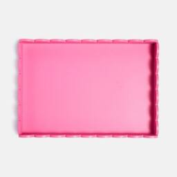 OHS Scallop Edge Storage Tray Engineered Wood Decorative Organiser in Bright Pink - thumbnail 3