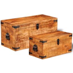 Berkfield Home Storage Chest Set 2 Pieces Rough Mango Wood in Brown - thumbnail 5