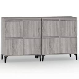 Berkfield Home Sideboards 2 pcs Grey Sonoma 60x35x70 cm Engineered Wood - Size: 60 x 35 x 70 cm - thumbnail 1