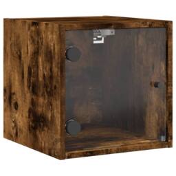 Berkfield Home Bedside Cabinet with Glass Door Smoked Oak 35x37x35 cm in Brown - Size: 35 x 37 x 35 cm