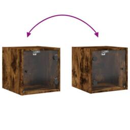 Berkfield Home Bedside Cabinet with Glass Door Smoked Oak 35x37x35 cm in Brown - Size: 35 x 37 x 35 cm - thumbnail 9