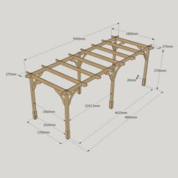 Rutland County Garden Furniture Ltd Premium Pergola 6 Posts - Wood - L180 x W540 x H270 cm - Light Green in Brown - thumbnail 4