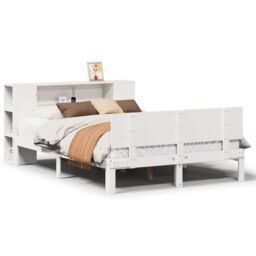 Berkfield Home Bookcase Bed without Mattress White 140x200cm Solid Wood Pine - Size: 140x200 cm - thumbnail 2