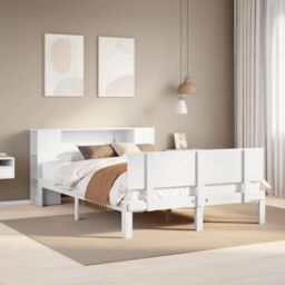 Berkfield Home Bookcase Bed without Mattress White 140x200cm Solid Wood Pine - Size: 140x200 cm - thumbnail 1