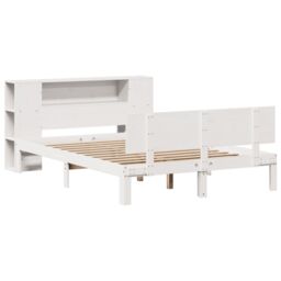 Berkfield Home Bookcase Bed without Mattress White 140x200cm Solid Wood Pine - Size: 140x200 cm - thumbnail 3