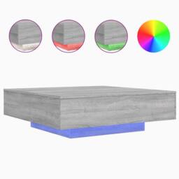 Berkfield Home Modern Coffee Table with LED Lights Grey Sonoma 100x100x31 cm - Size: 100 x 100 x 31 cm - thumbnail 3