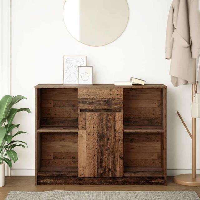 Berkfield Home Sideboard with Drawer Old Wood 101x35x76 cm Engineered Wood in Brown - Size: 101 x 35 x 76 cm - image 1