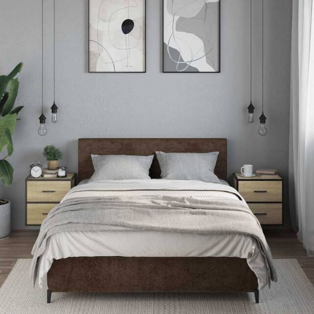 Berkfield Home Durable Wall-mounted Bedside Cabinets 2 pcs Sonoma Oak 40x31x39.5 cm in Light Oak - image 1