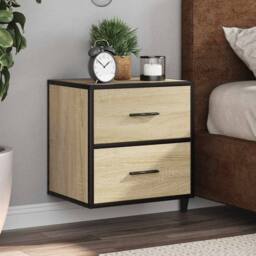 Berkfield Home Durable Wall-mounted Bedside Cabinets 2 pcs Sonoma Oak 40x31x39.5 cm in Light Oak - thumbnail 2