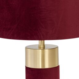 First Choice Lighting Burgundy Velvet with Brass Detail Table Lamp - thumbnail 3