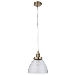 Loops Ceiling Pendant & 2x Matching Wall Light Pack Antique Brass & Clear Glass Shade - thumbnail 3