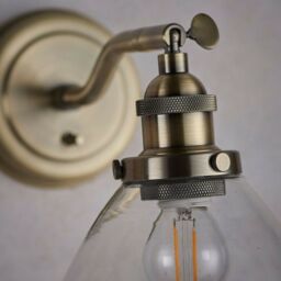 Loops Ceiling Pendant & 2x Matching Wall Light Pack Antique Brass & Clear Glass Shade - thumbnail 5