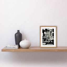 "Artery8 Wall Art Print Bold Monochrome Modern Vintage Abstract Geometric Black White Cream Grey Artwork Framed 9X7 Inch in Beige - Size: W7"" x H9""" - thumbnail 2