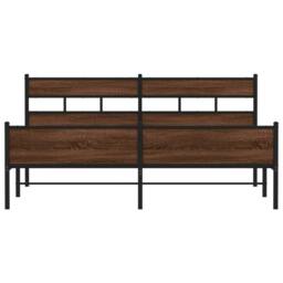 Berkfield Home Metal Bed Frame without Mattress Brown Oak 180x200 cm Super King - thumbnail 4