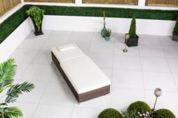 Thats Furniture Rattan Sun Lounger Sun bed 6 Recline Positions with Cover in Brown - thumbnail 2